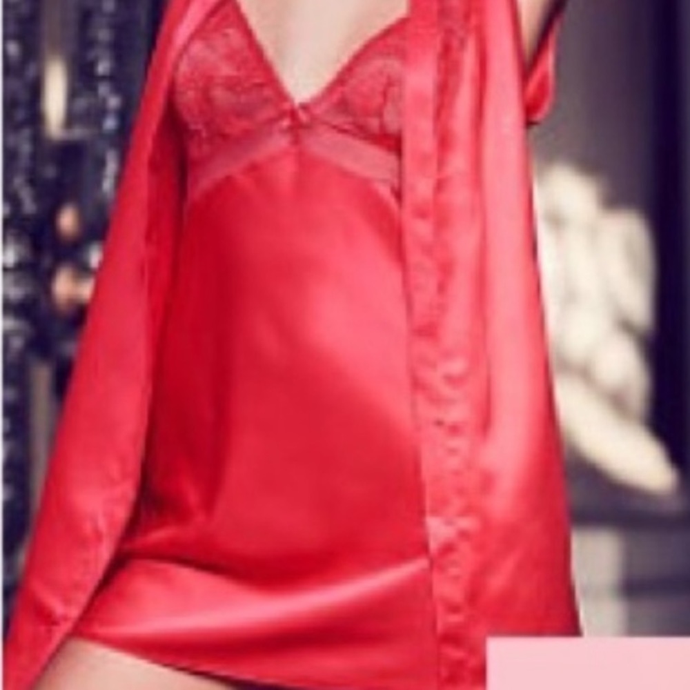 NEW VERY SEXY Lace Trim Satin Slip Babydoll Sheer